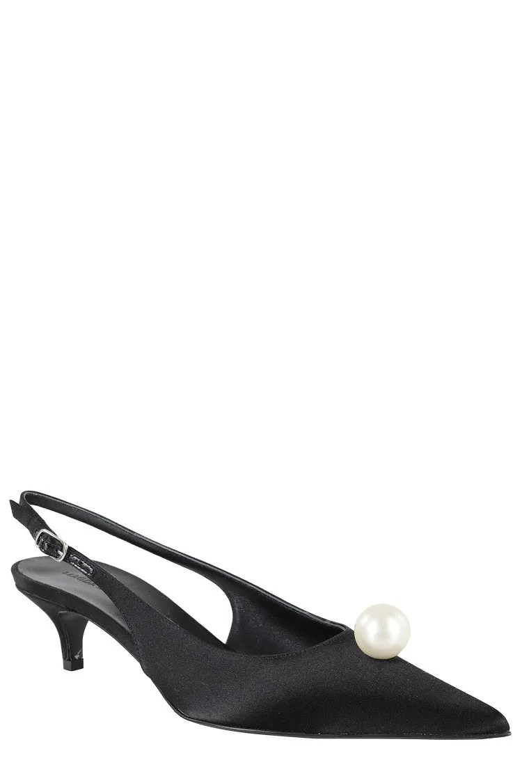Slingback Kitten Heels Black Pearl
