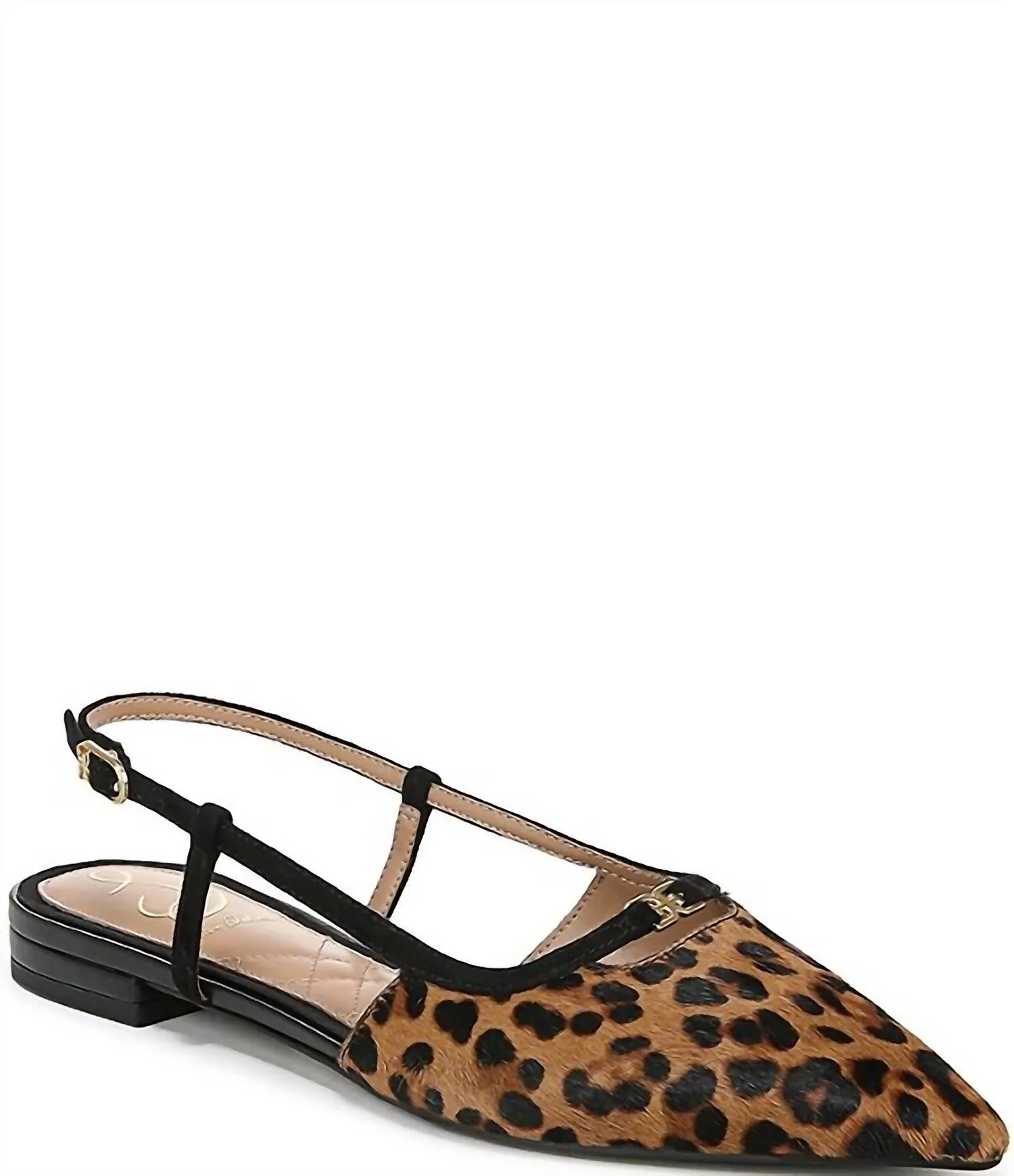 Slingback Pointy Toe Flat Shoes In Leopard