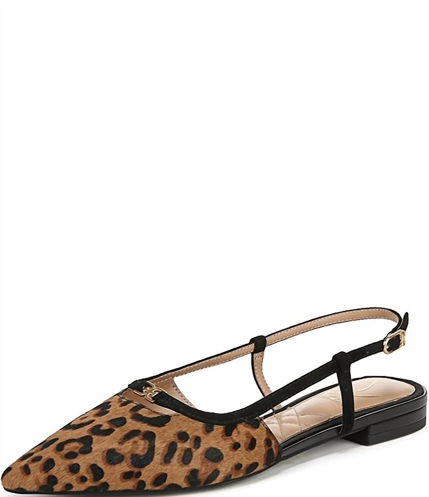 Slingback Pointy Toe Flat Shoes In Leopard