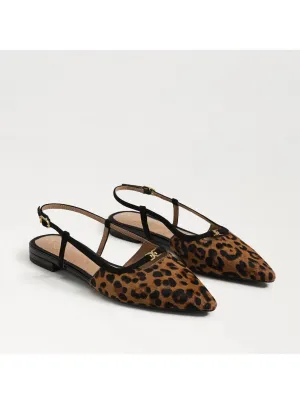 Slingback Pointy Toe Flat Shoes In Leopard