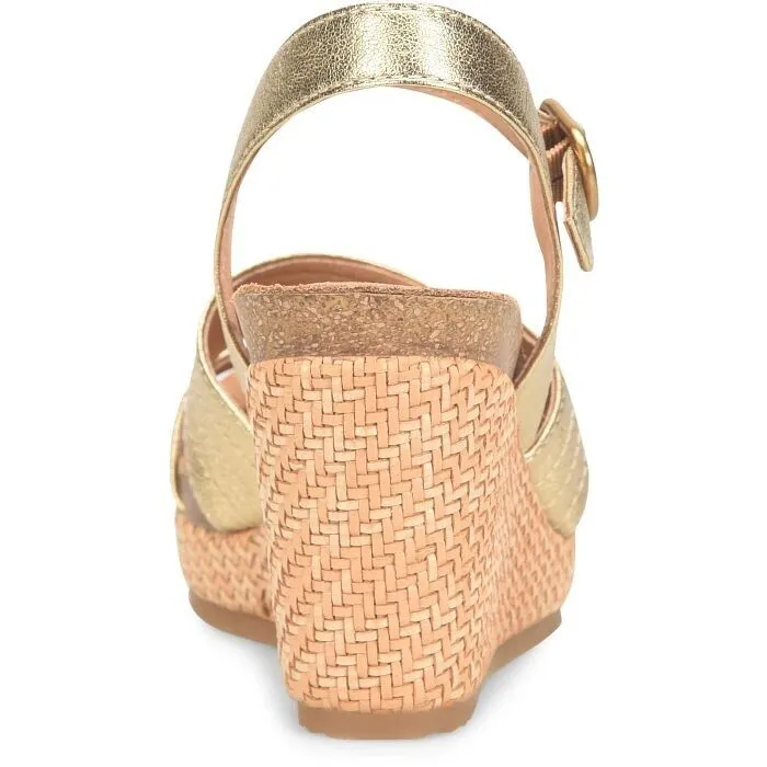 Sofft Clarissa Sandals Women's US 6 Gold Leather Wedge Heel Ankle Strap KHD510