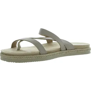Song Womens Strappy Faux Leather Slide Sandals