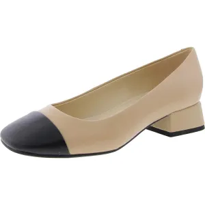 Sophe Womens Toe Cap Leather Block Heels