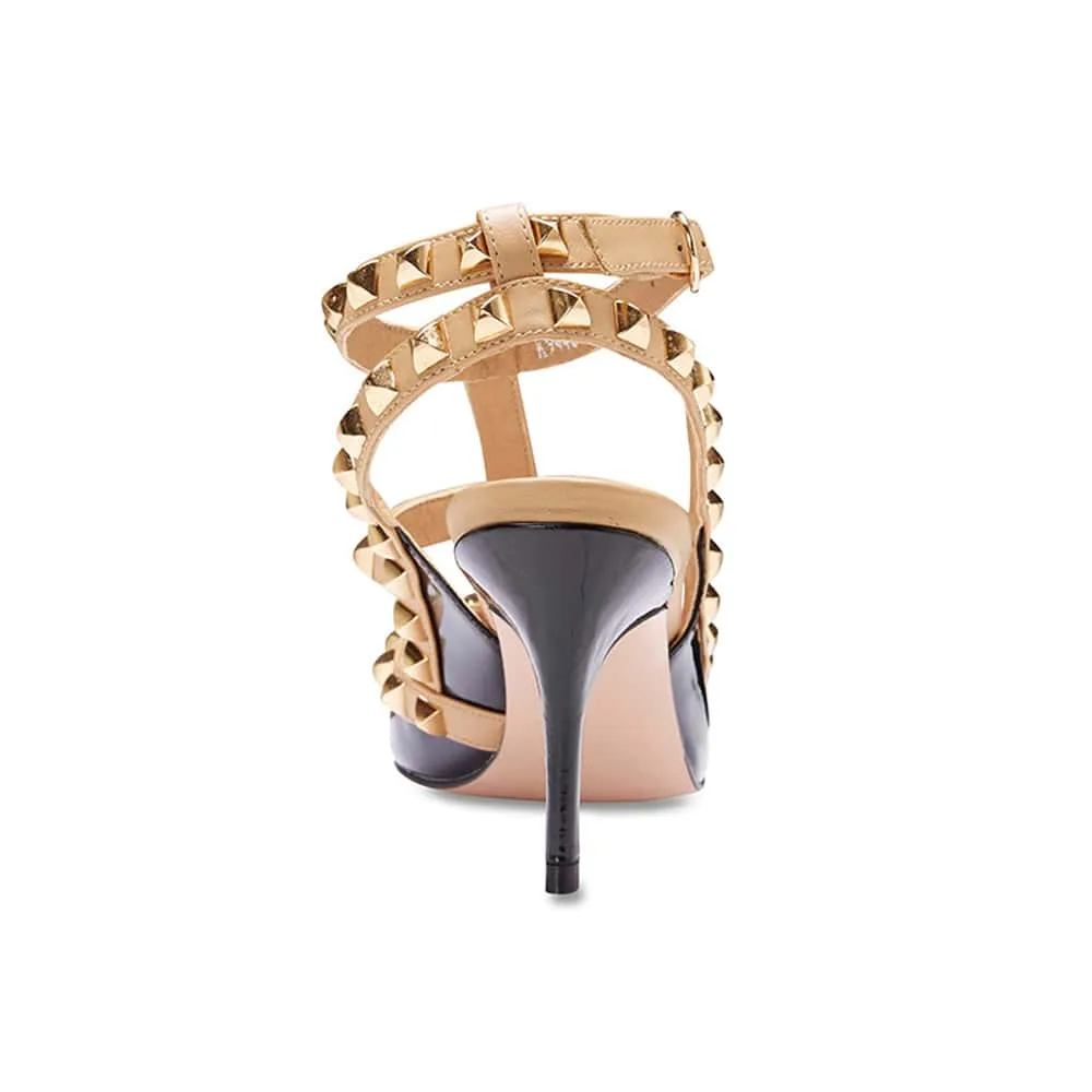 Sphinx Heel in Black And Nude Patent