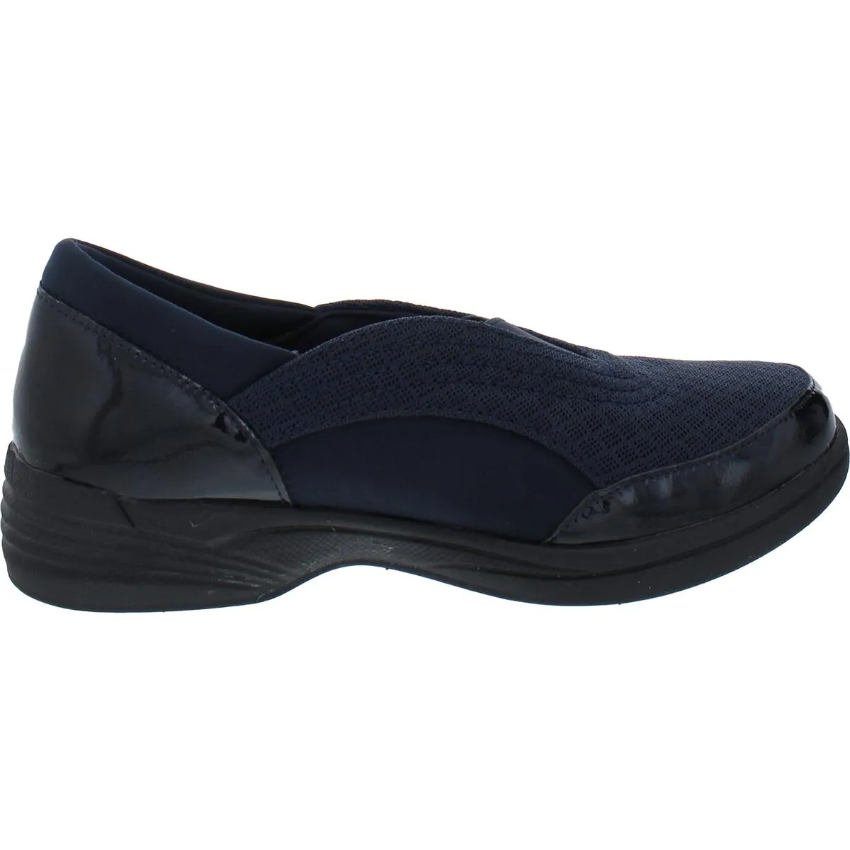 Spontaneous Womens Patent Cushioned Slip-On Sneakers