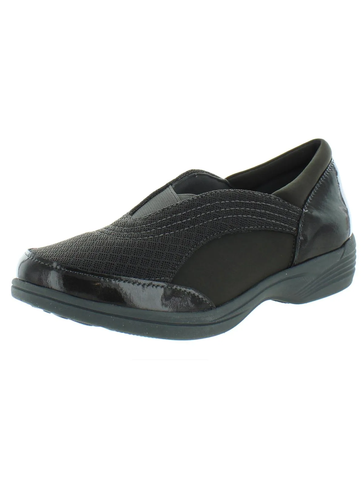 Spontaneous Womens Patent Cushioned Slip-On Sneakers