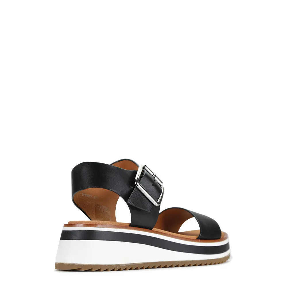 SPORTY LEATHER WEDGE SANDAL