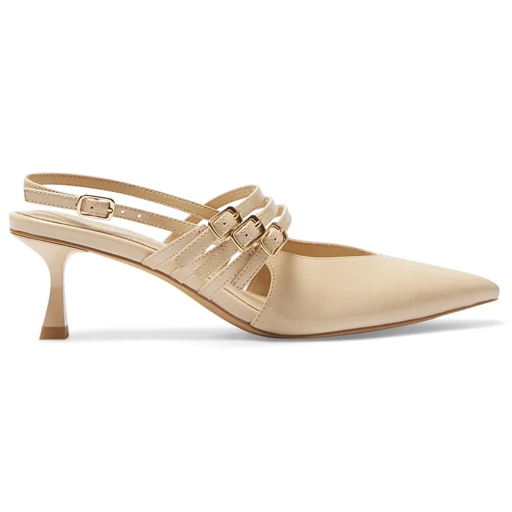 Stacey Heel in Nude Patent