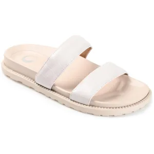 Stellina Womens Faux Leather Crocodile Print Slide Sandals