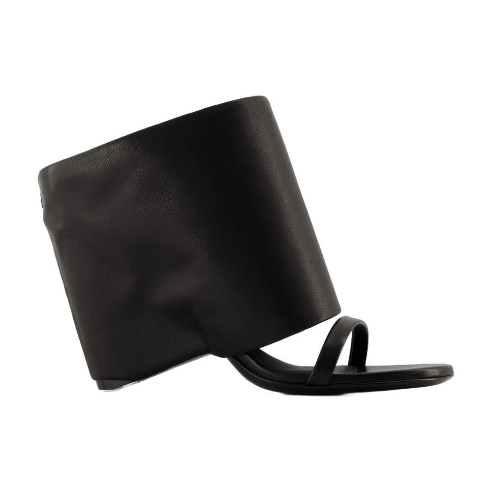 Structured Calfskin Ankle-Wrap Sandals By Courrges