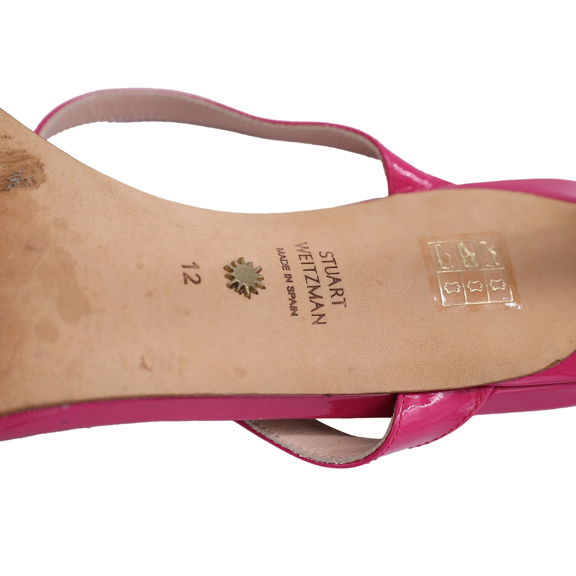 Stuart Weitzman Aleena Slide Sandals in Pink Patent Leather
