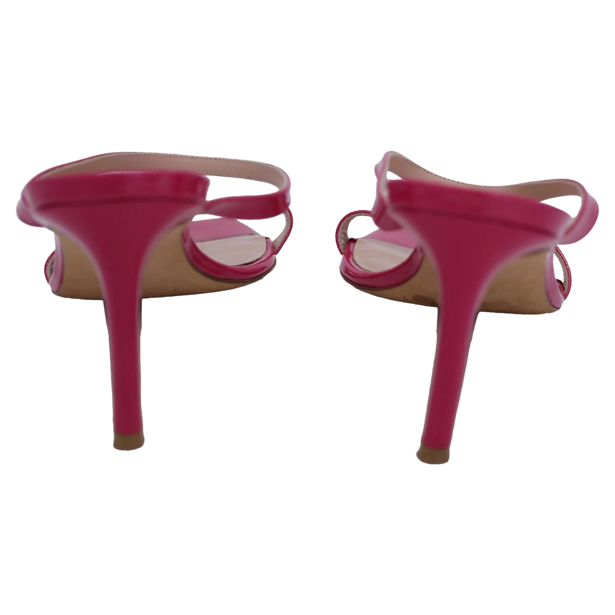 Stuart Weitzman Aleena Slide Sandals in Pink Patent Leather