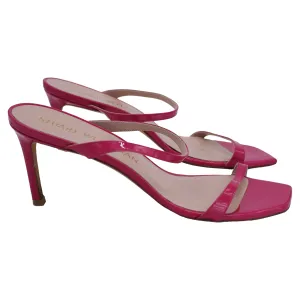 Stuart Weitzman Aleena Slide Sandals in Pink Patent Leather
