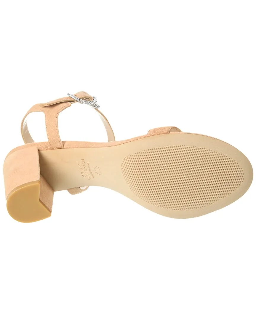 Stuart Weitzman Crystal 75 Suede Block Sandal