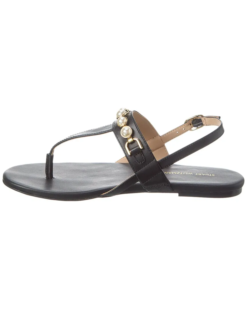 Stuart Weitzman Perla T-Strap Leather Sandal