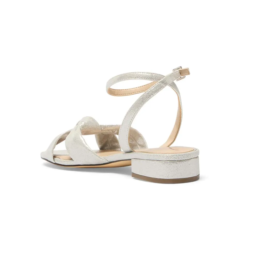 Sulma Heel in Silver Shimmer Suedette