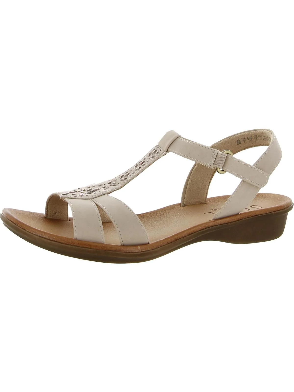 Summer Womens Embellished Ankle Strap T-Strap Sandals