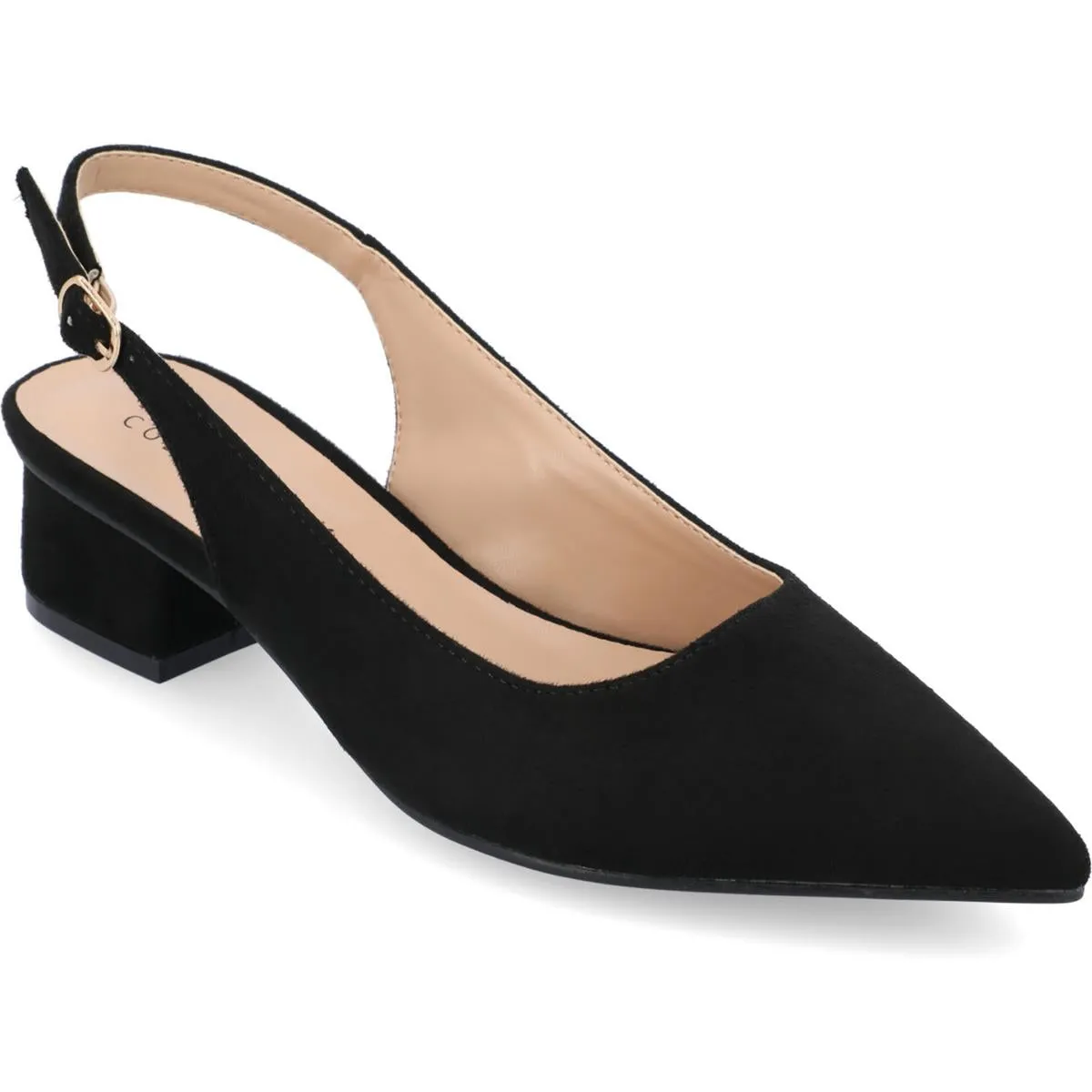 Sylvia Womens Faux Suede Block Heel Kitten Heels