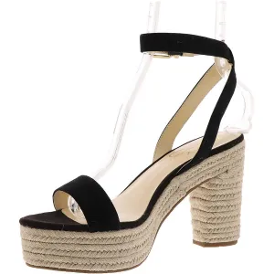 Symia Womens Floral Ankle Strap Platform Heels