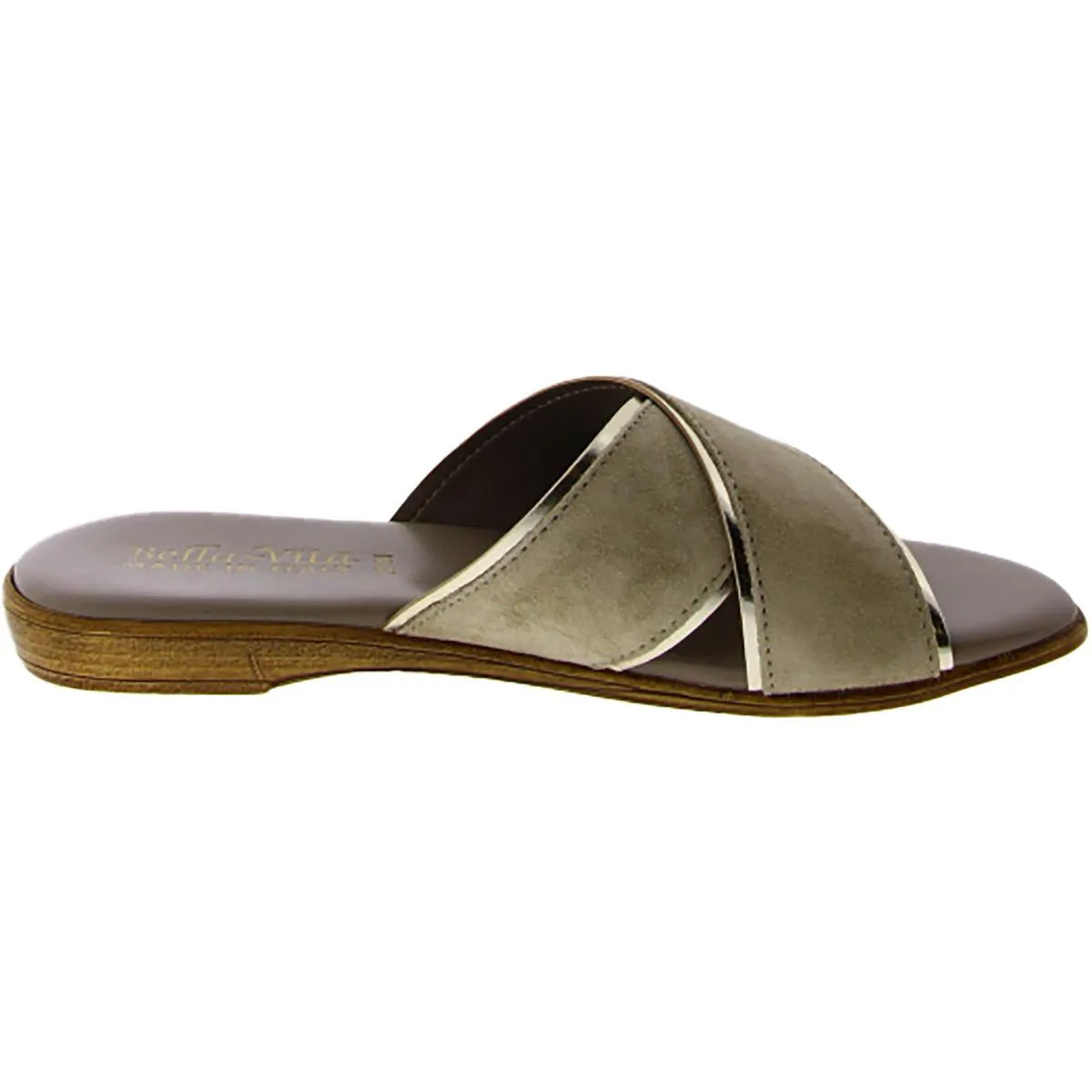 Tab-Italy Womens Faux Suede Flat Slide Sandals