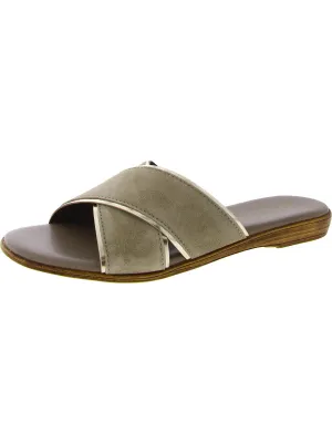Tab-Italy Womens Faux Suede Flat Slide Sandals