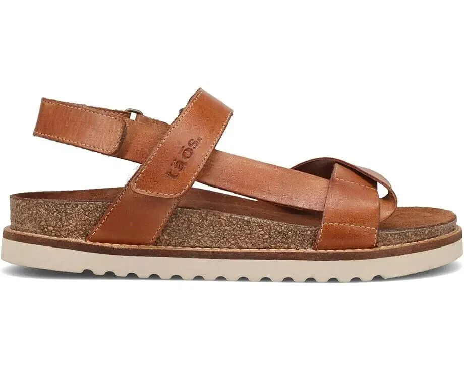 Taos Sideways SDW-8372-CARA Women's US 7 Caramel Leather Comfort Sandals KHD1109