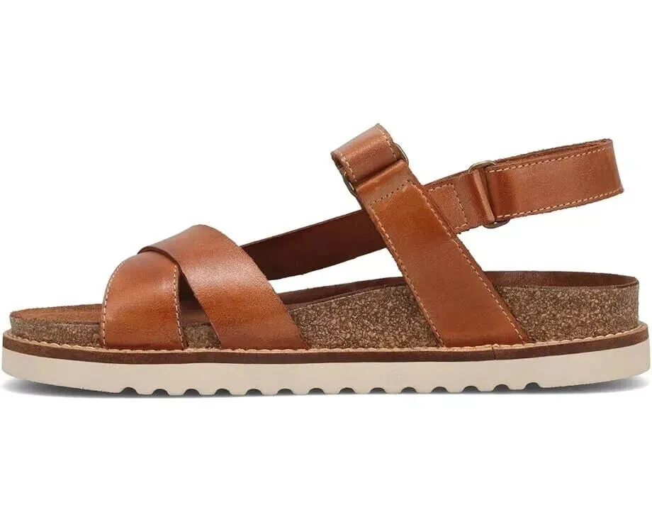 Taos Sideways SDW-8372-CARA Women's US 7 Caramel Leather Comfort Sandals KHD1109