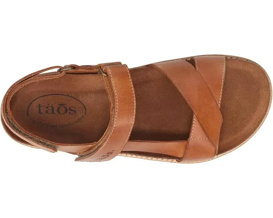 Taos Sideways SDW-8372-CARA Women's US 7 Caramel Leather Comfort Sandals KHD1109