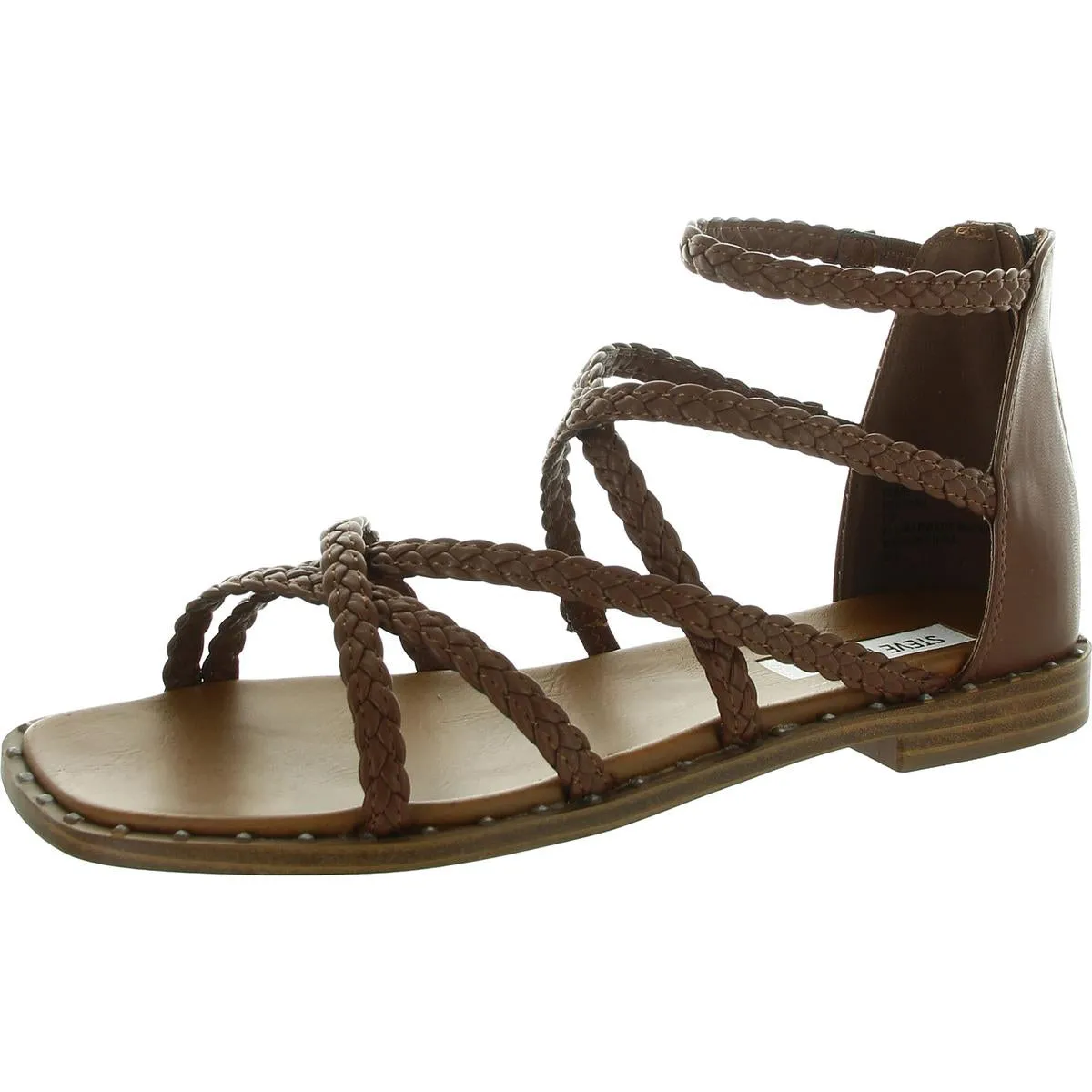 TESSI Womens Braided Faux Leather Strappy Sandals