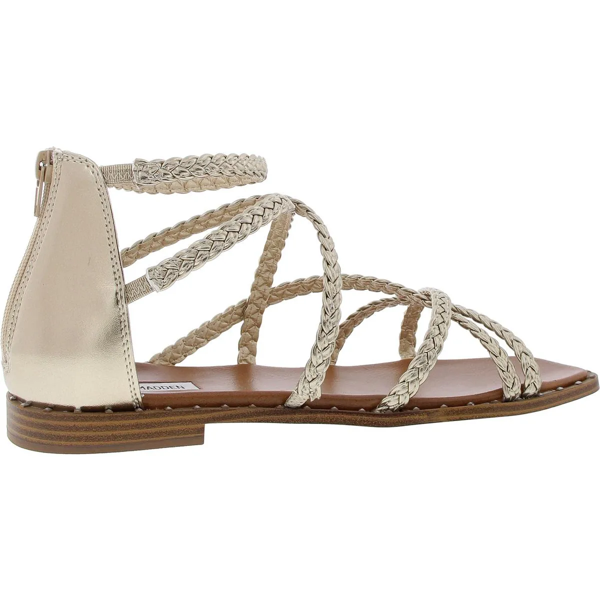 TESSI Womens Braided Faux Leather Strappy Sandals