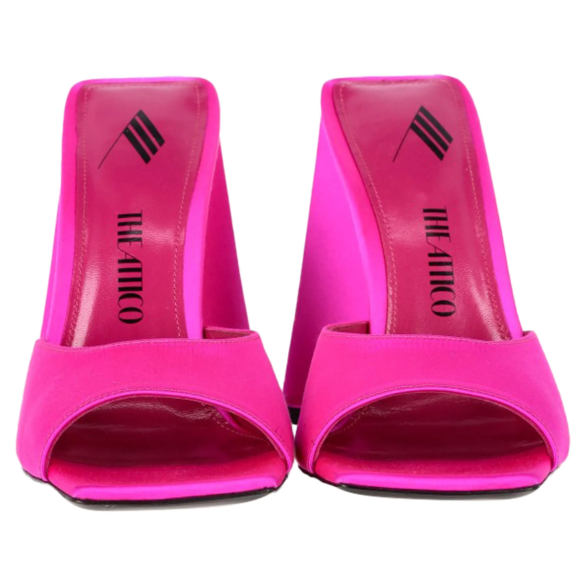 The Attico Devon 115mm Sandals in Pink Satin