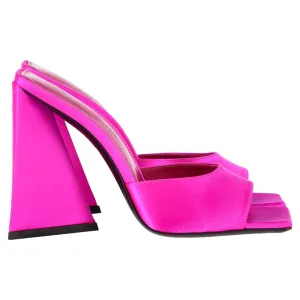 The Attico Devon 115mm Sandals in Pink Satin