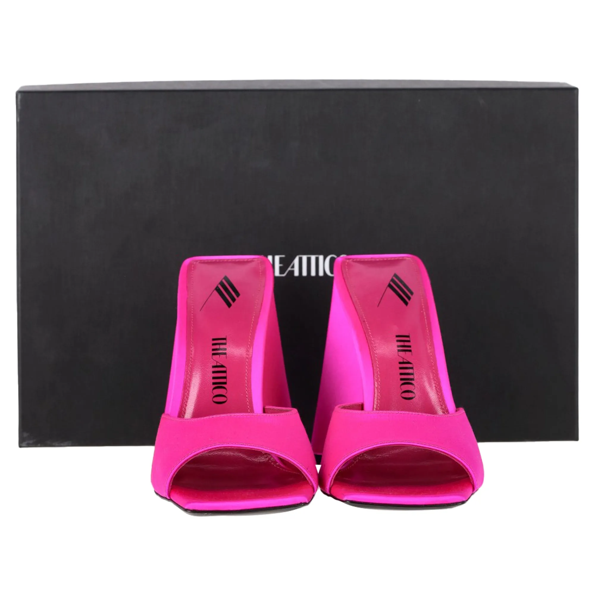 The Attico Devon 115mm Sandals in Pink Satin