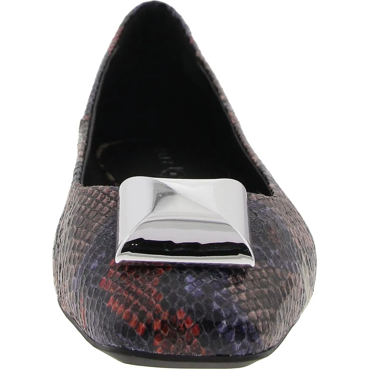 The Evie Stud Womens Embellished Faux Leather Ballet Flats