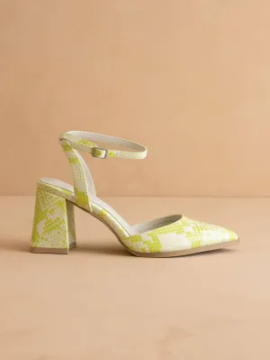 The Princess Women's Ankle Strap Heels In Lime