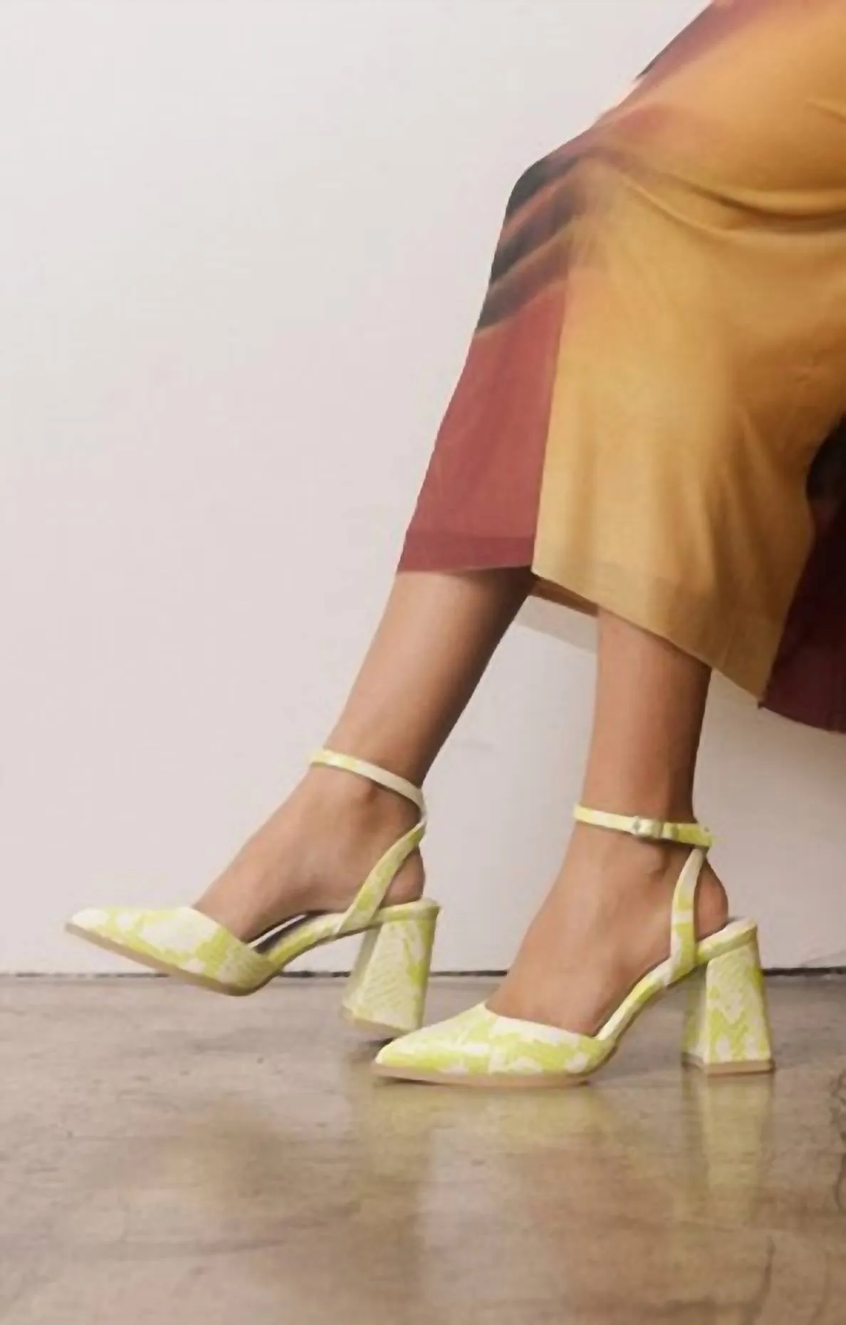 The Princess Women's Ankle Strap Heels In Lime