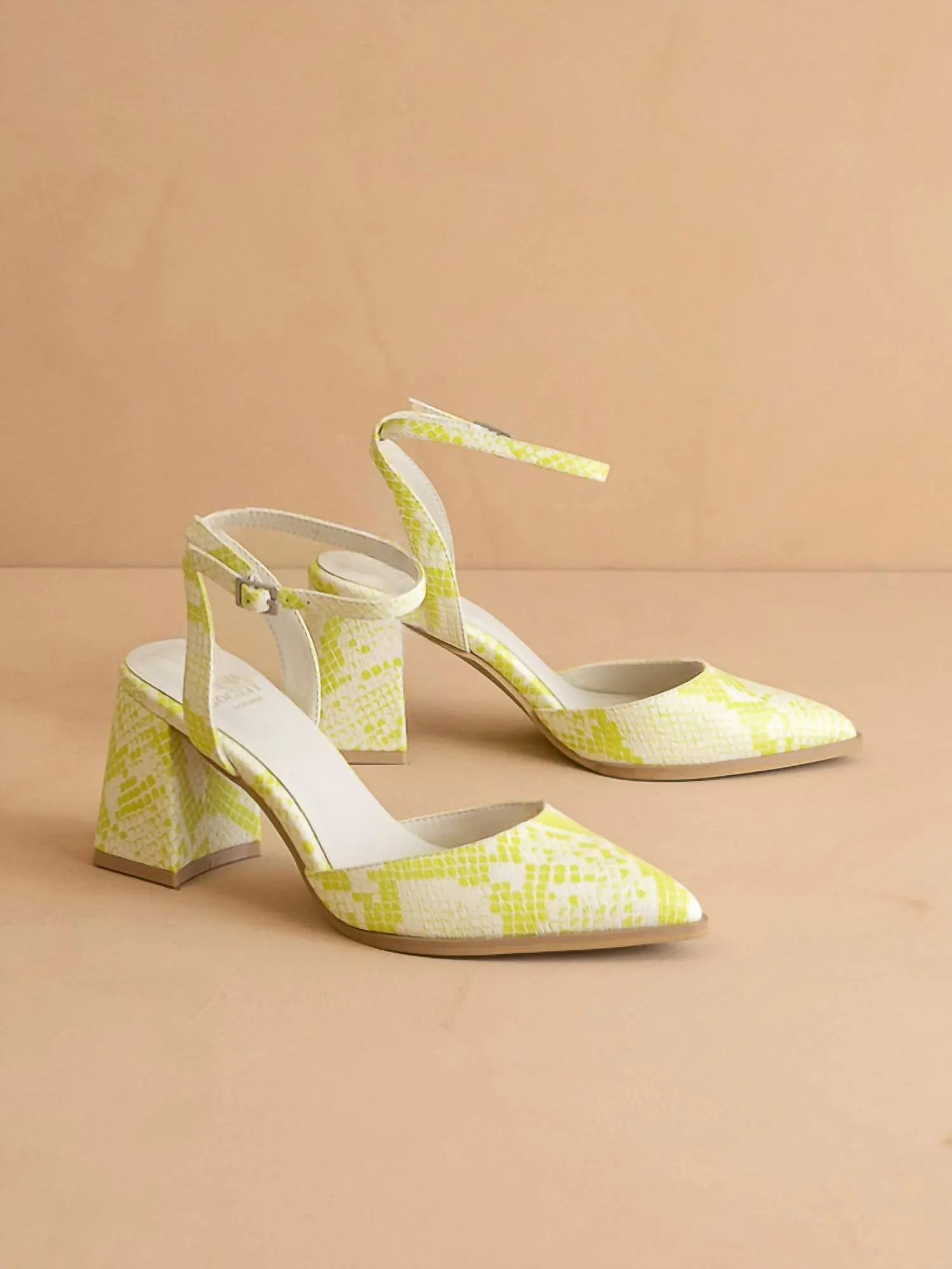 The Princess Women's Ankle Strap Heels In Lime
