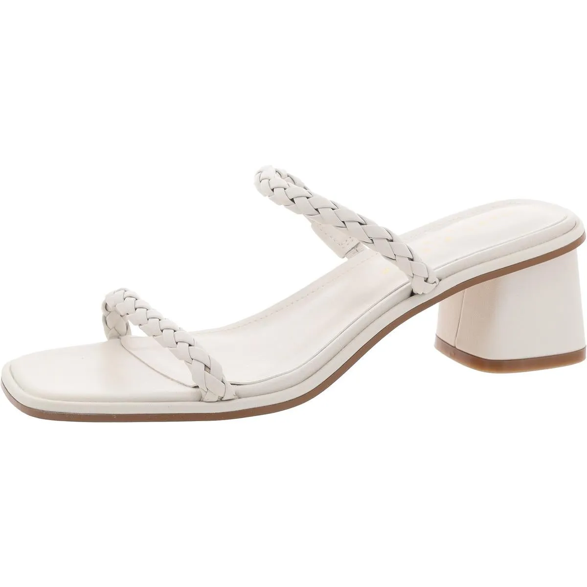 Thoral Womens Leather Square Toe Slide Sandals
