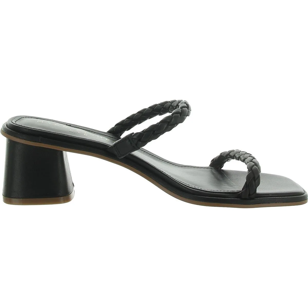 Thoral Womens Leather Square Toe Slide Sandals