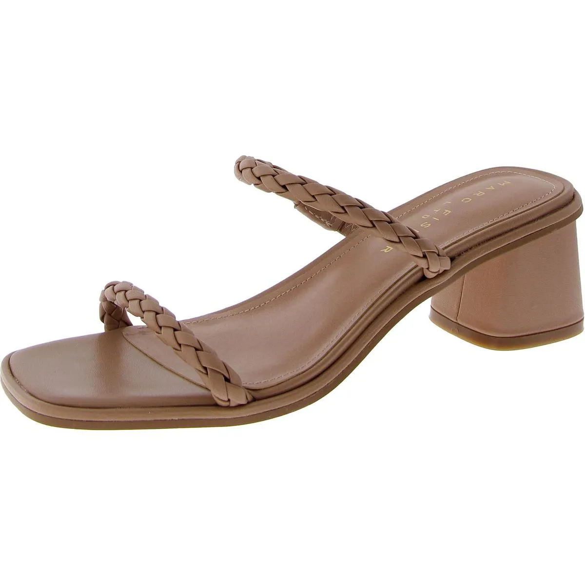 Thoral Womens Leather Square Toe Slide Sandals