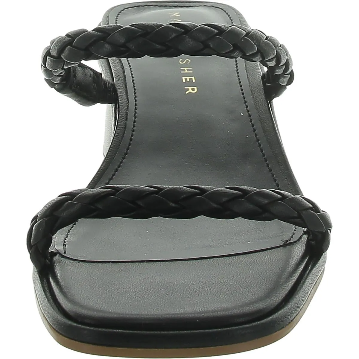 Thoral Womens Leather Square Toe Slide Sandals