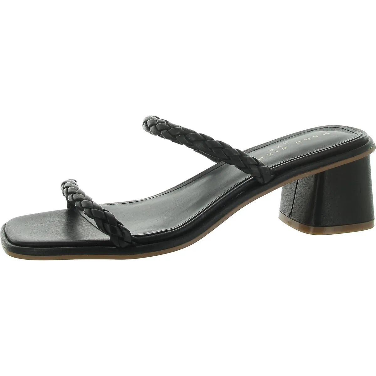 Thoral Womens Leather Square Toe Slide Sandals