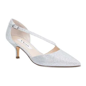 Tirisa Heel in Silver Glitter Satin