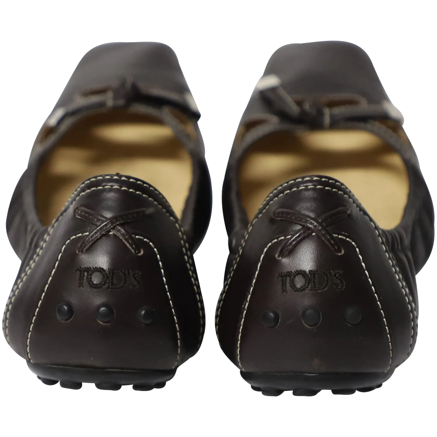 Tod's Bow Scrunch Ballet Flats in Black Leather