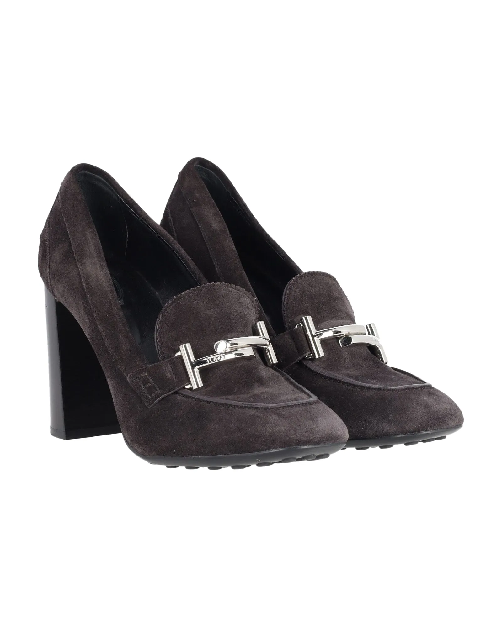 Tod's Heeled Loafers in Black Suede