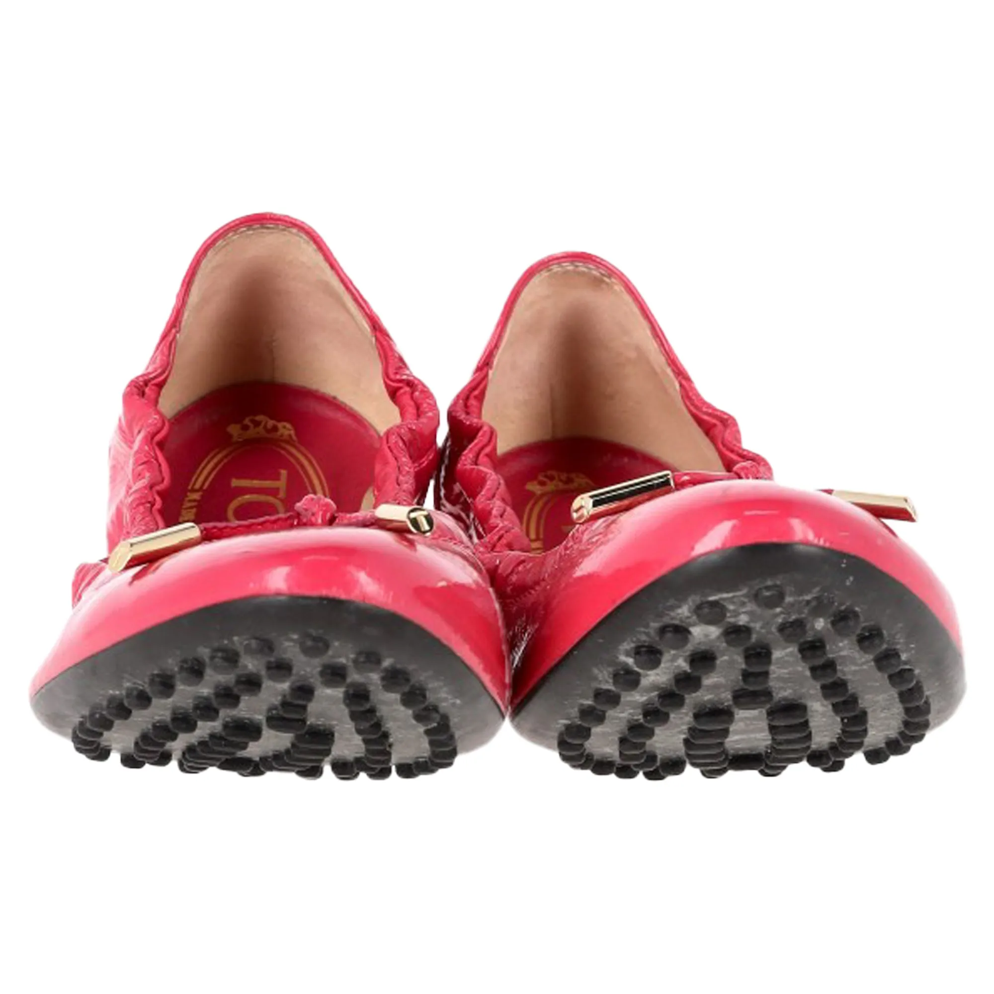 Tod's Scrunch Ballet Flats in Red Patent Leather