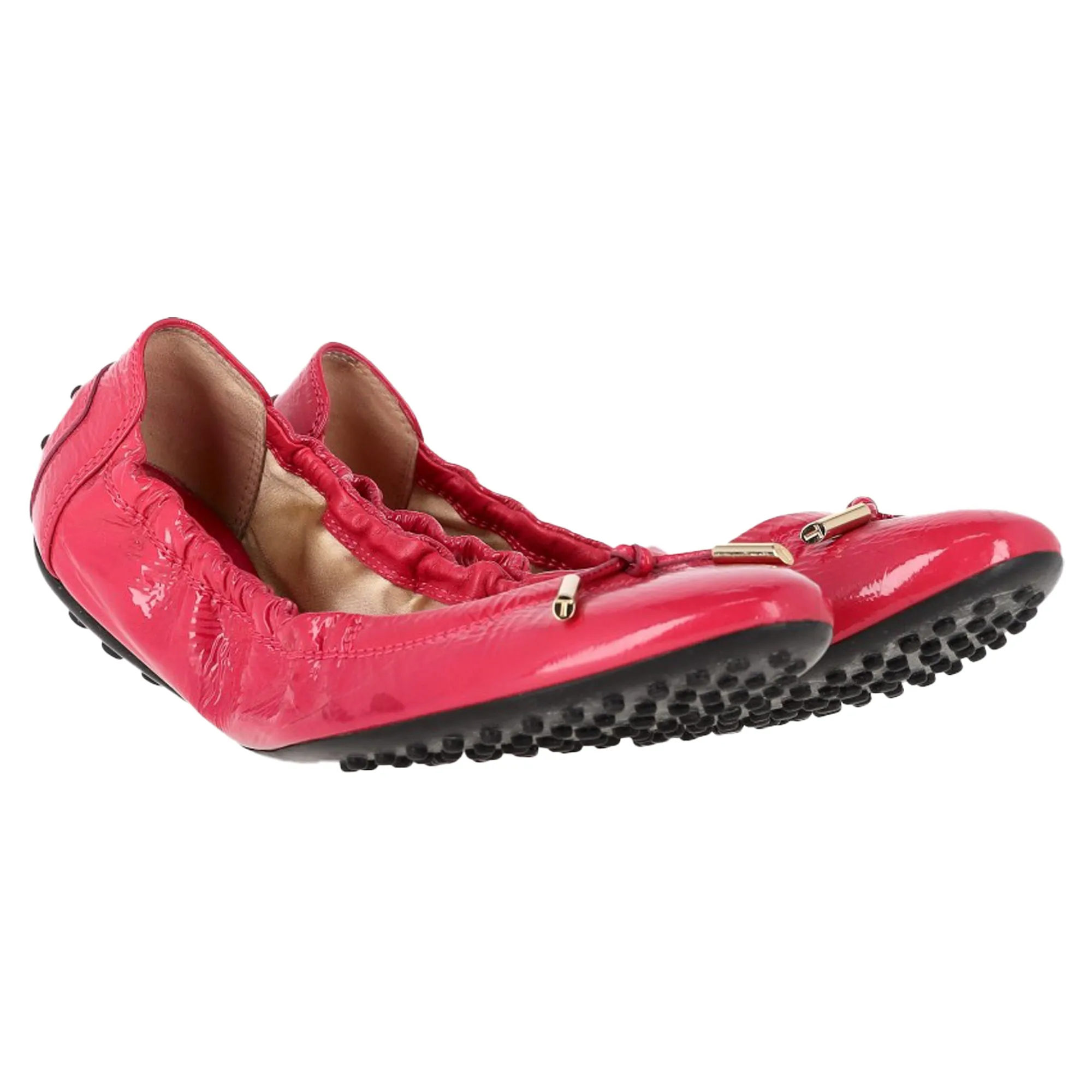 Tod's Scrunch Ballet Flats in Red Patent Leather