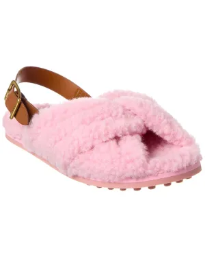 TODs Shearling & Leather Sandal