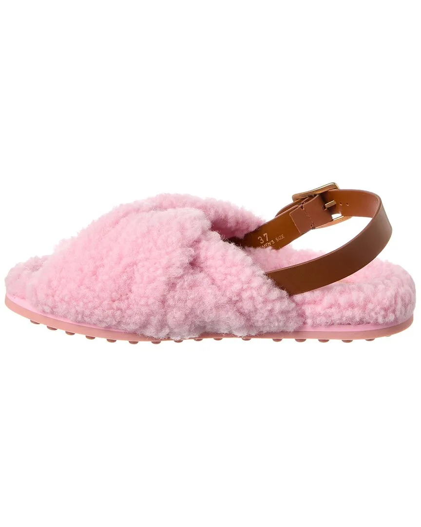 TODs Shearling & Leather Sandal
