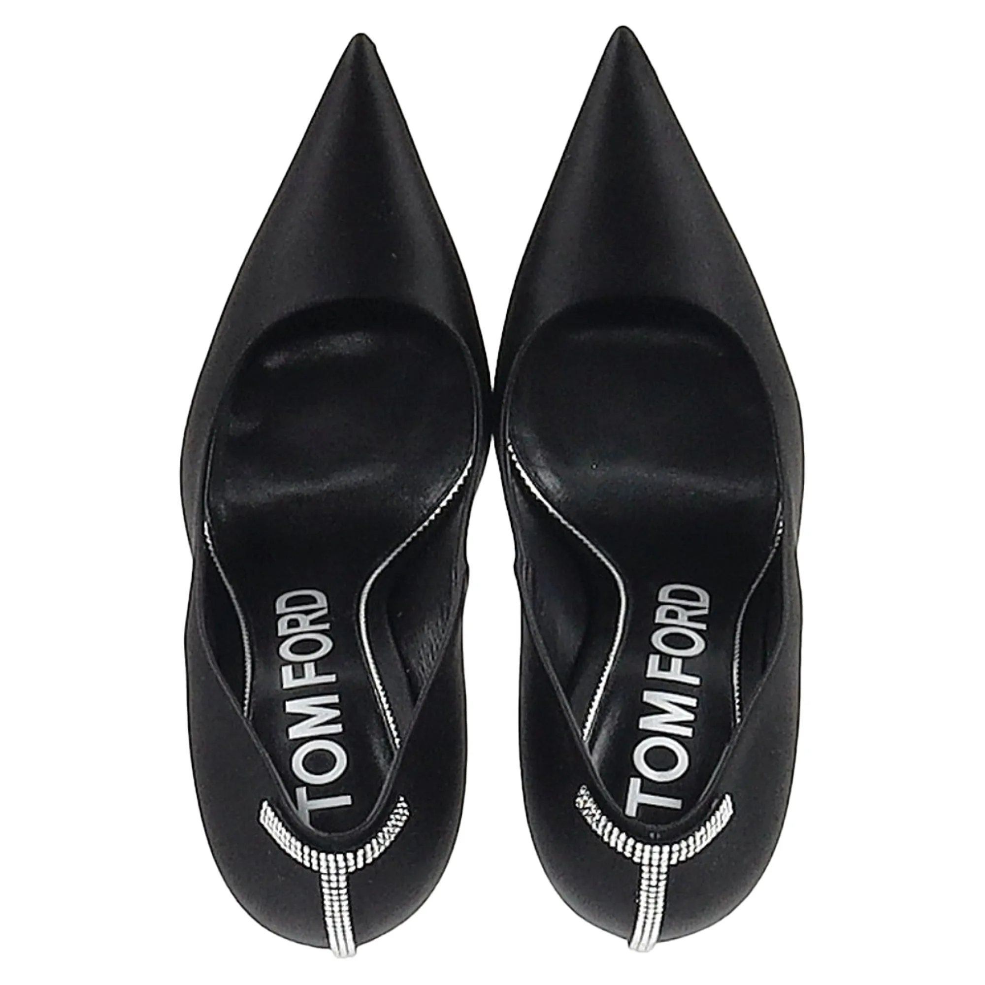 Tom Ford 105mm Crystal-Embellished Pumps in Black Satin